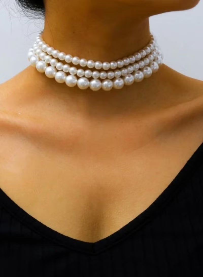 White Pearls Multi Layered Women Necklace - Image 2